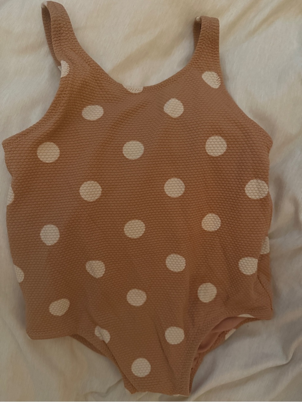 H&M Polka Dot One-Piece Swimsuit in Tan and White